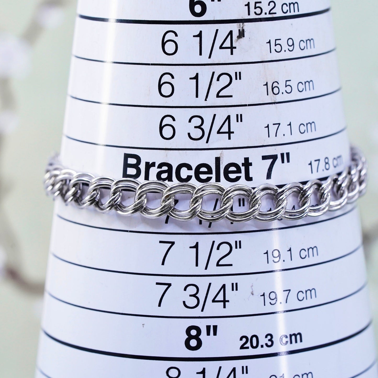 7.25", 7mm, Vintage sterling silver bracelet, 925 double curb chain