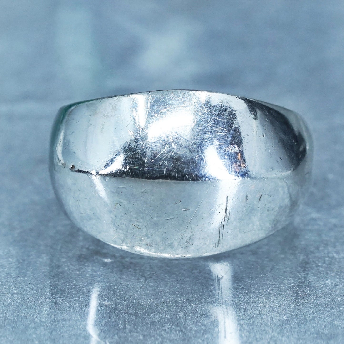 Size 7, vintage Sterling 925 silver handmade ring, modern ribbed band