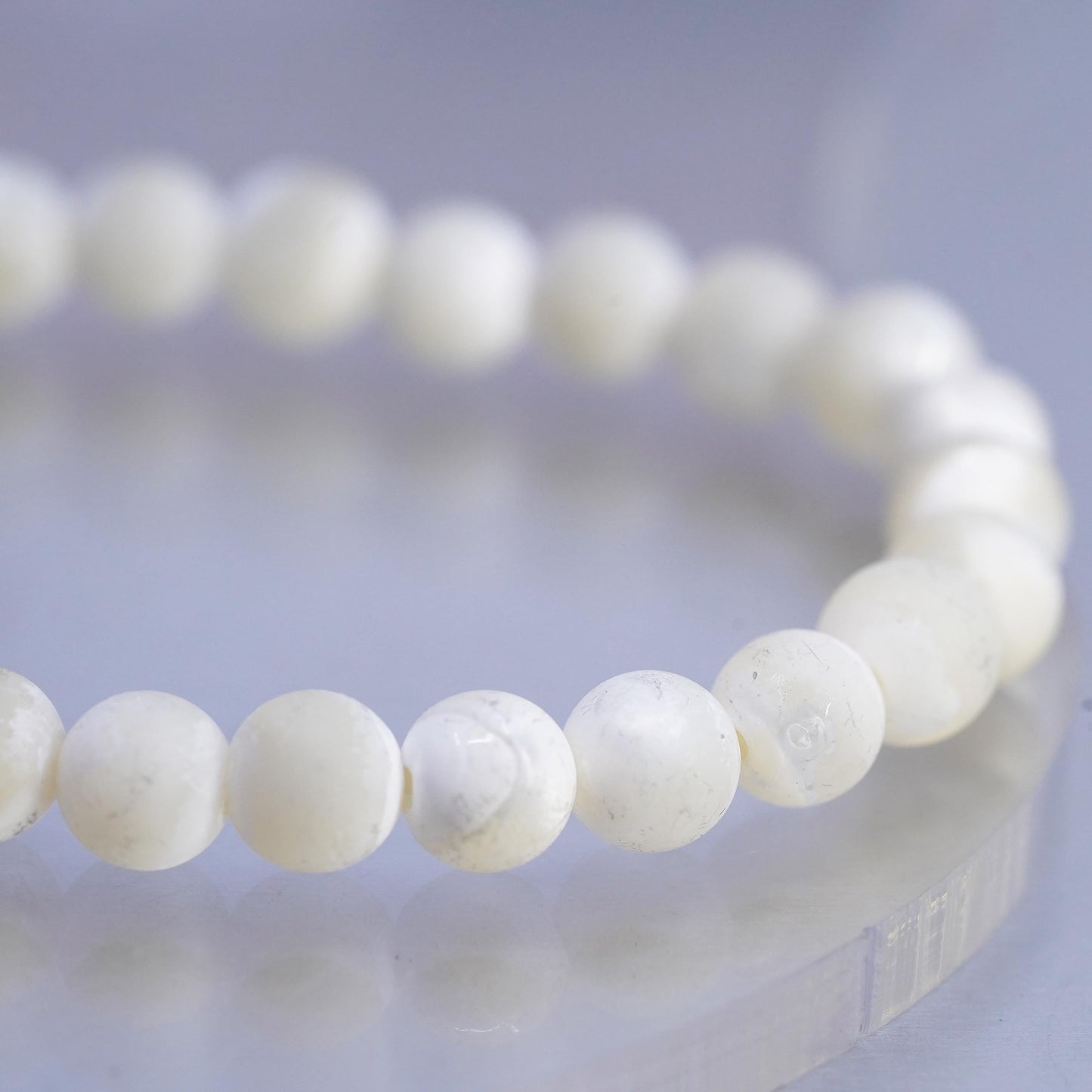 6.5", Sterling 925 silver stretchy bracelet moonstone beads “balance” charm