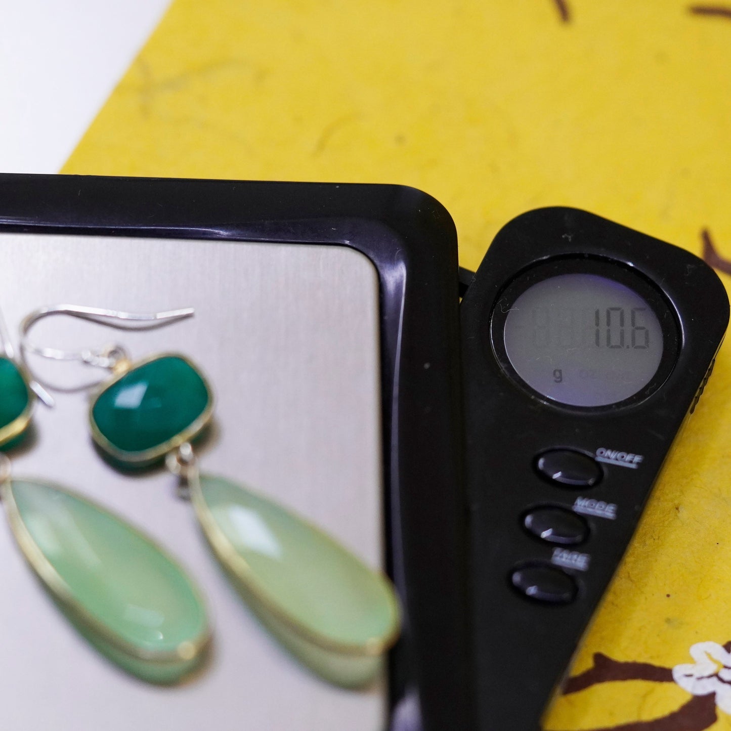 vermeil, gold over Sterling silver 925 earrings with emerald teardrop prehnite