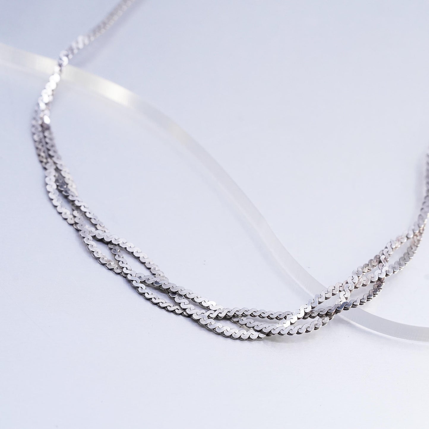 18" 2mm, vintage Sterling silver handmade chain, 925 S link woven necklace