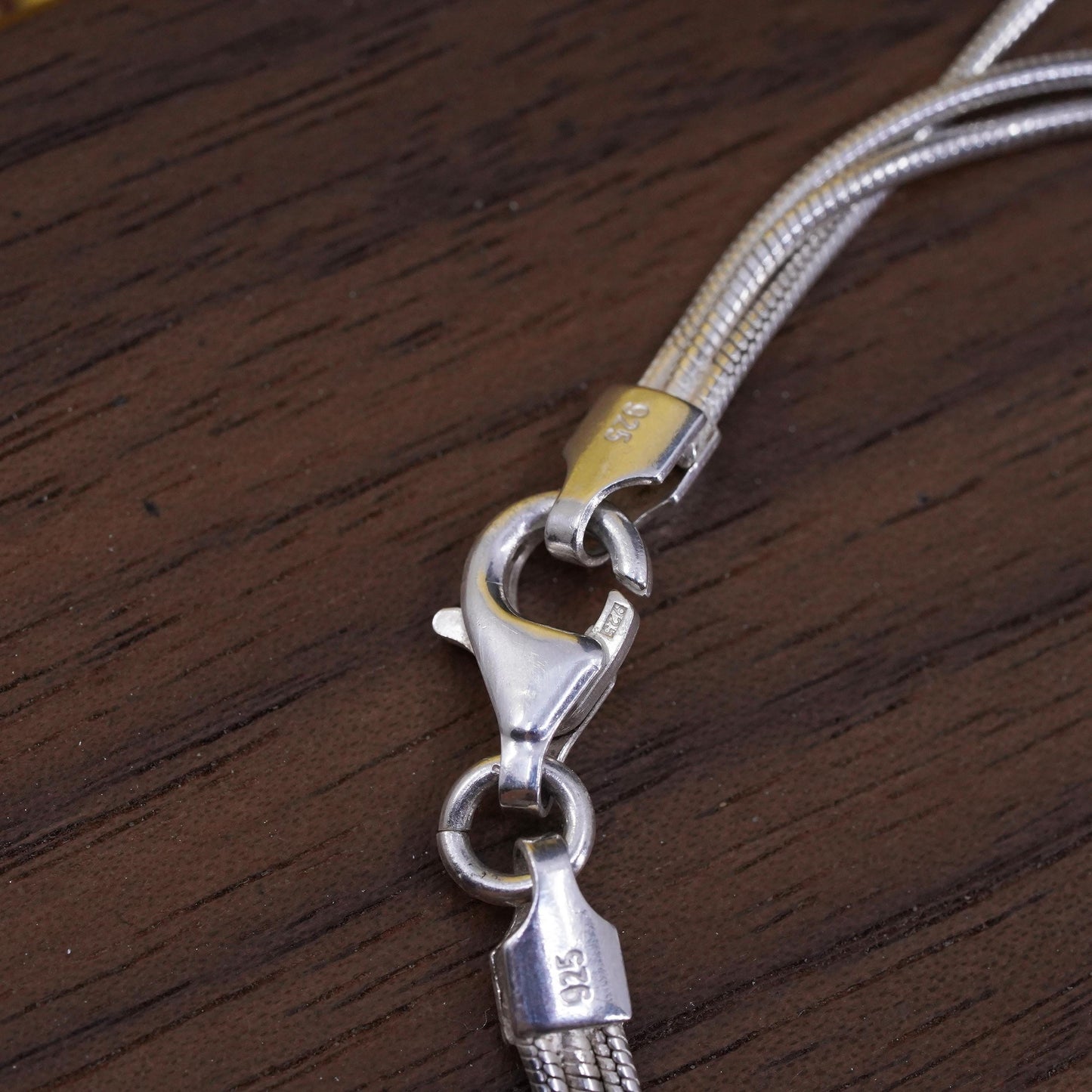 16” Sterling 925 silver multi strands snake chain necklace with bead pendant