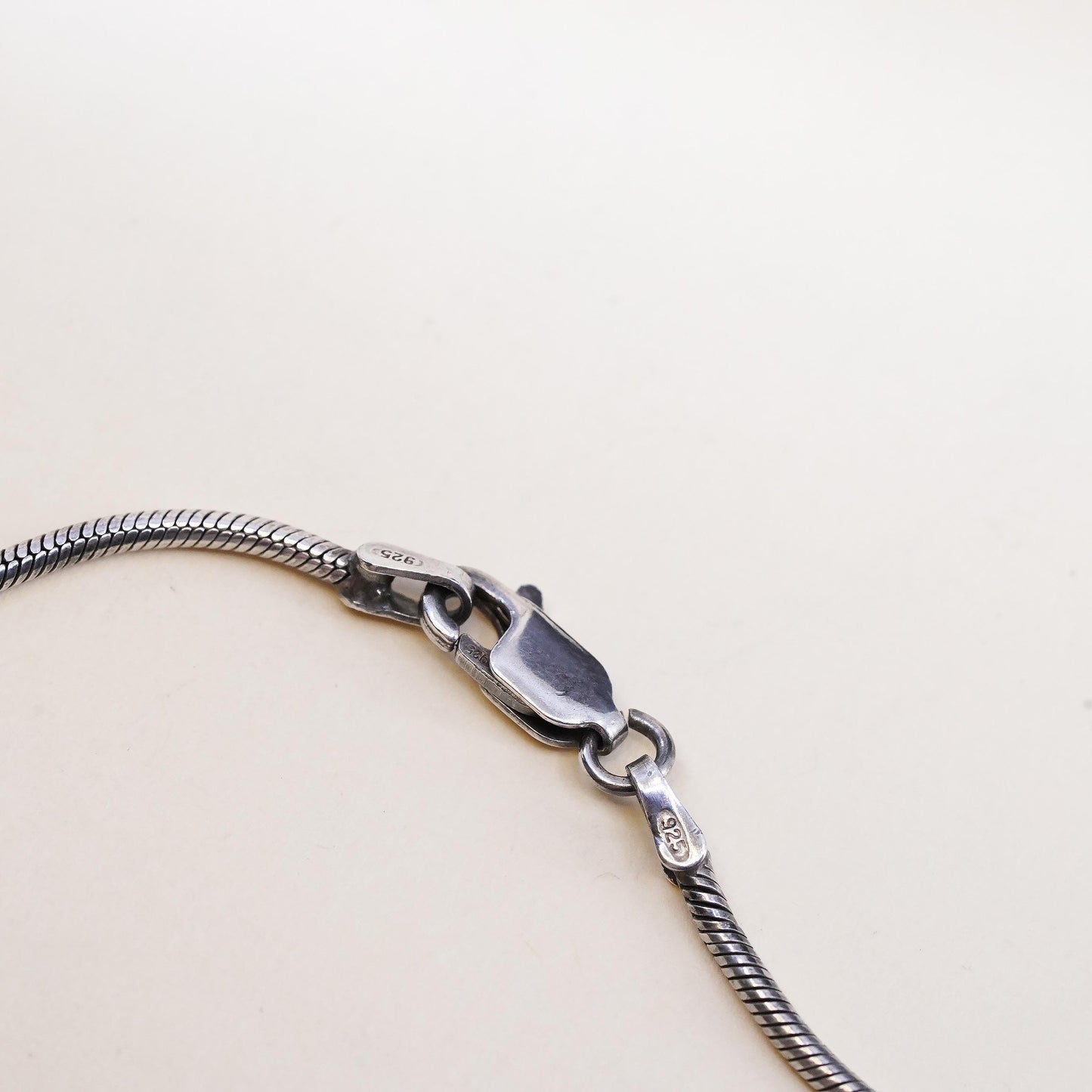 16", 1.6mm, Vintage Italian sterling silver snake chain, India 925 necklace