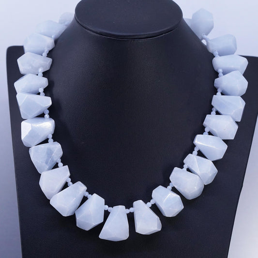 16", Vintage 925 Sterling Silver handmade necklace blue calcite nugget beads