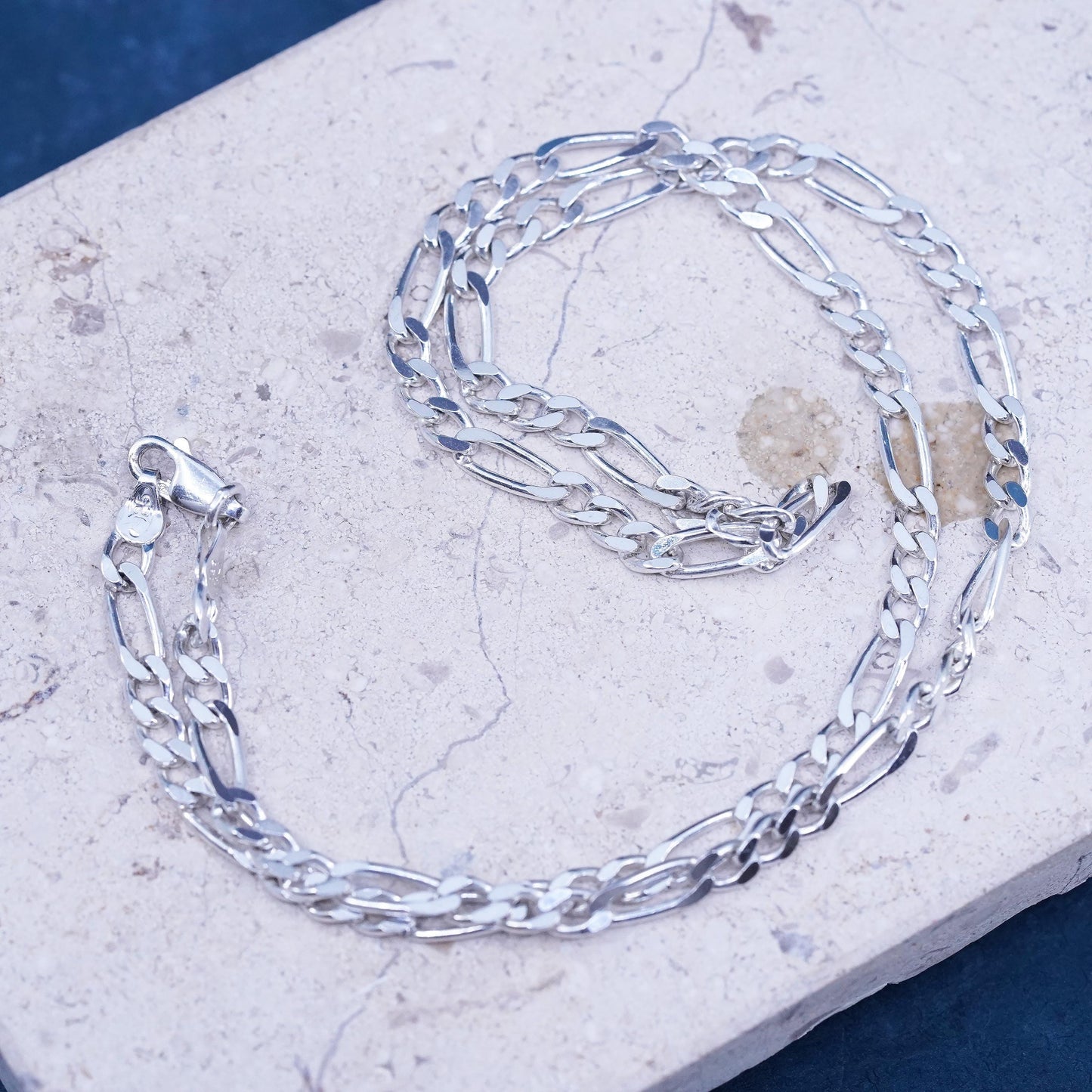 20”, 5mm, vintage Sterling silver handmade necklace, 925 Figaro link chain
