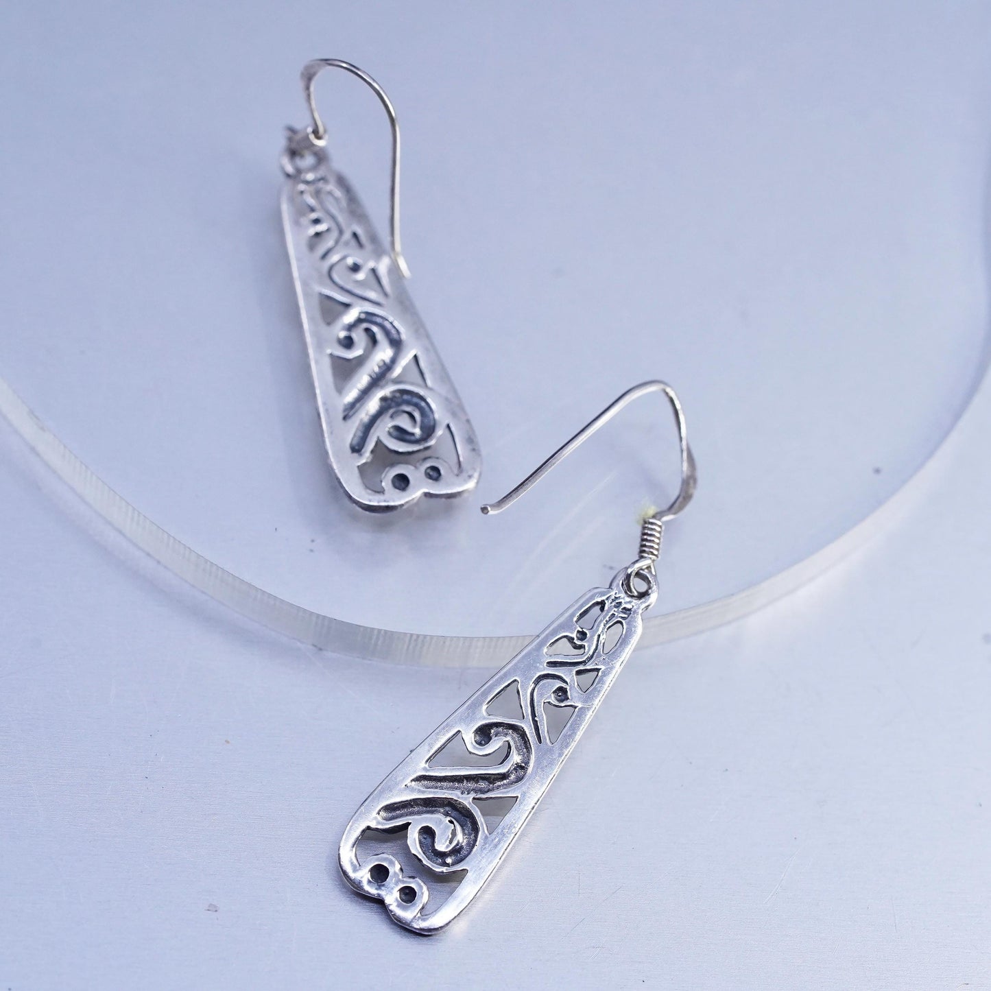 Vintage Sterling 925 silver handmade swirly earrings