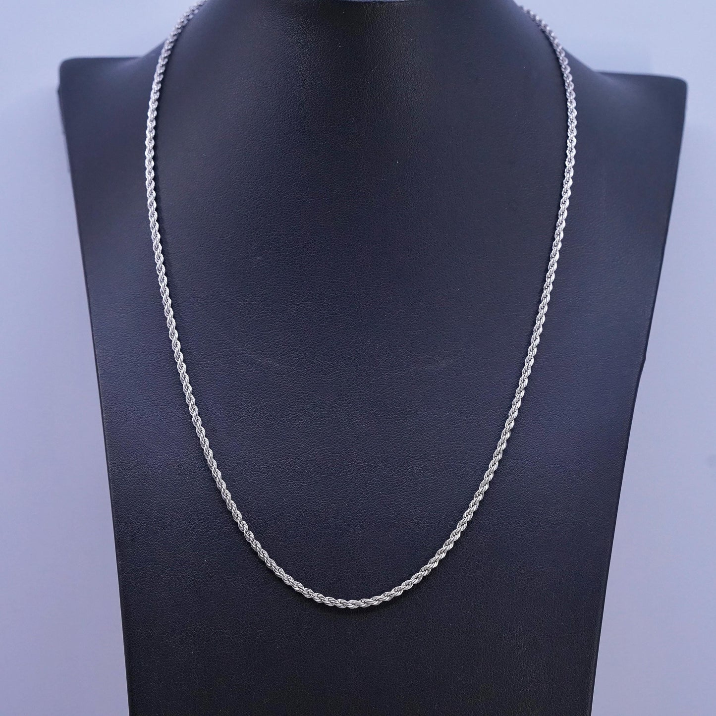 20" 2mm, vintage Sterling silver handmade necklace, 925 rope chain
