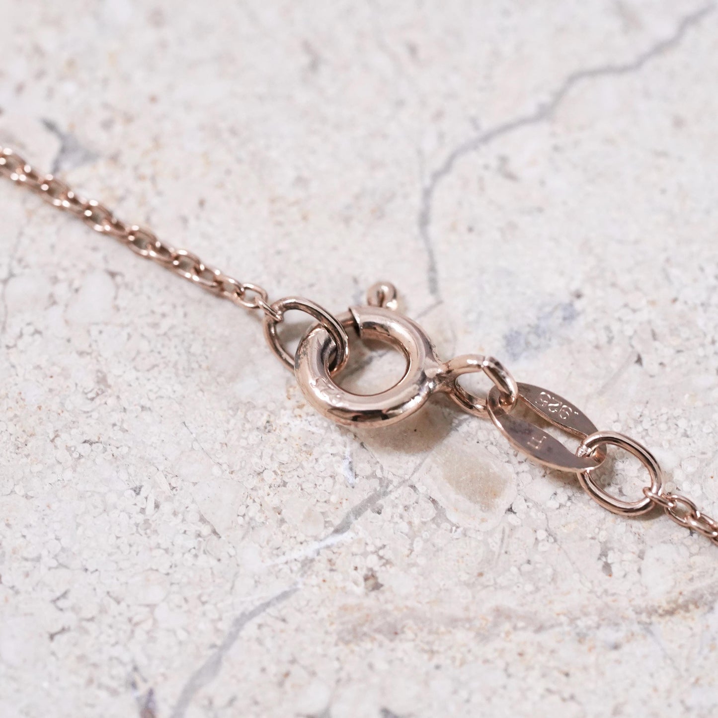 20", vintage Sterling silver necklace, rose gold over 925 silver circle chain
