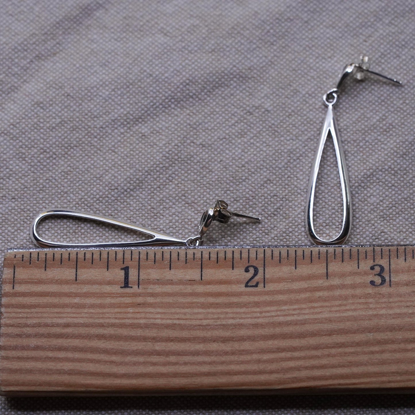 Vintage Sterling silver handmade earrings, 925 teardrop drops