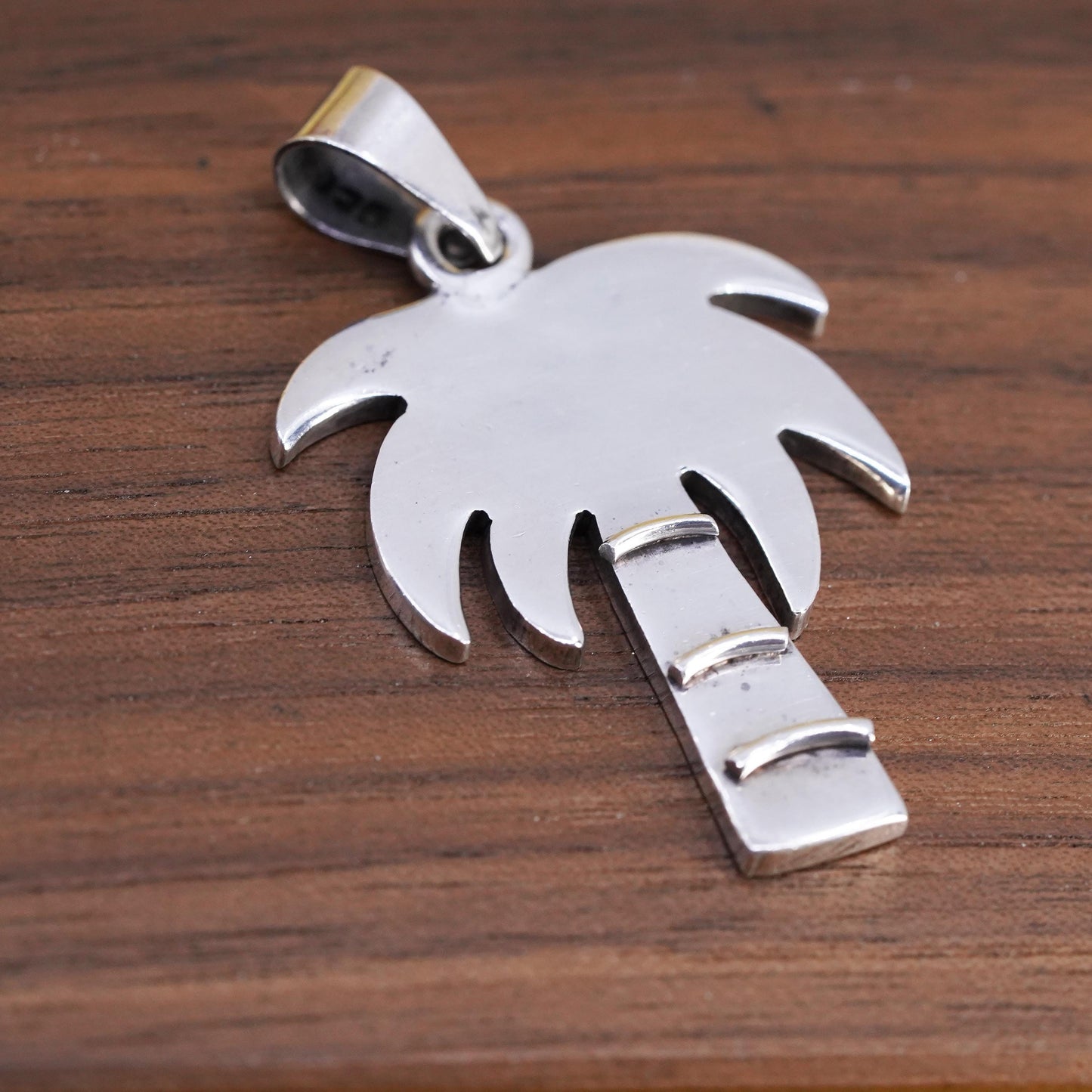 Vintage southwestern handmade solid sterling 925 silver palm tree pendant
