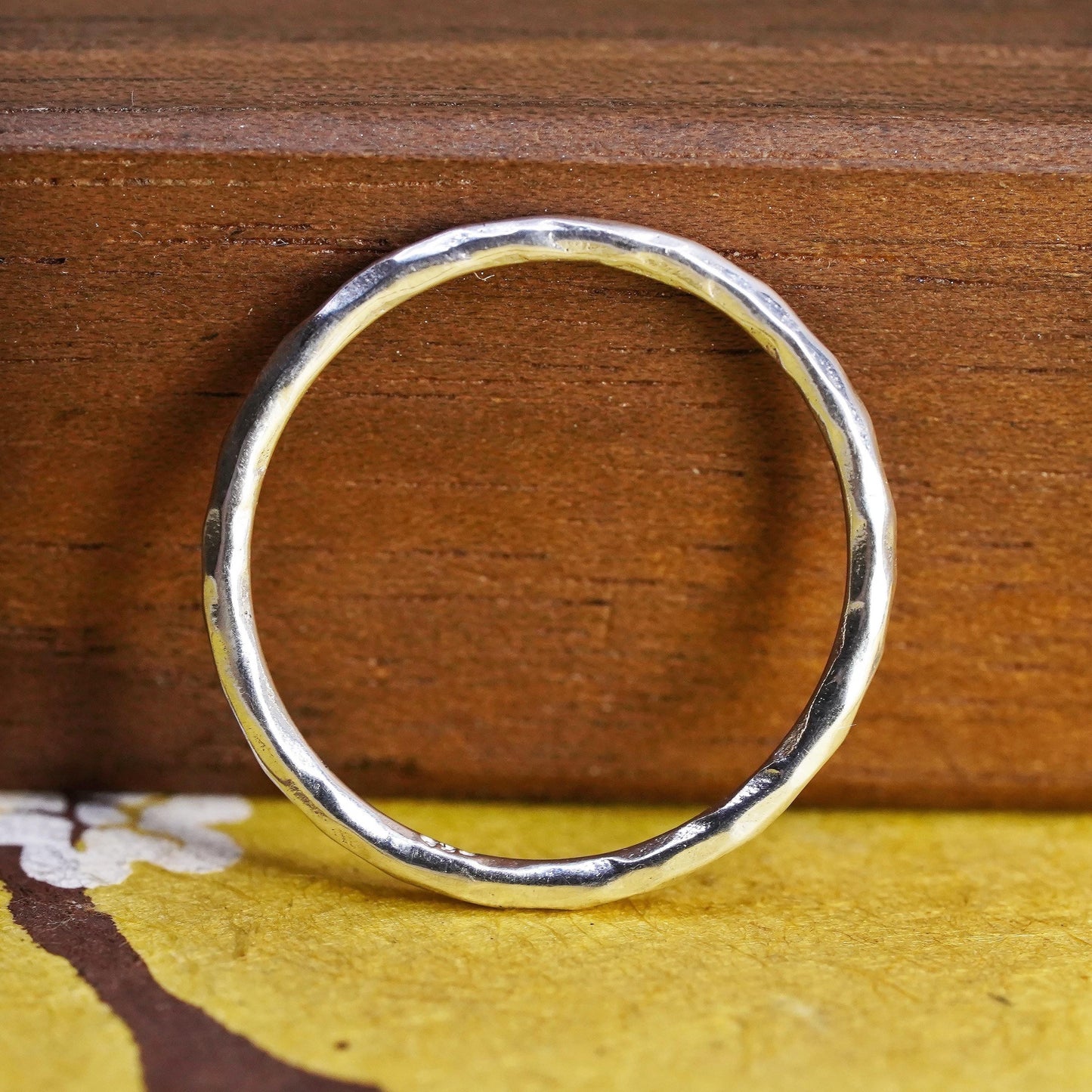 Size 7, Vintage Sterling silver handmade ring, 925 stackable textured band
