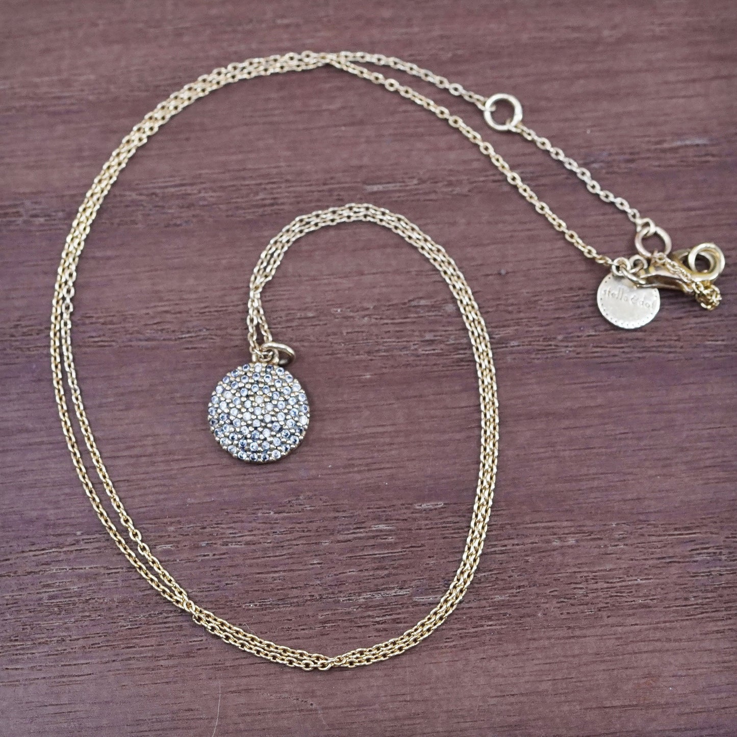 17+2”, Stella & Dot vermeil gold Sterling silver necklace, 925 chain diamond