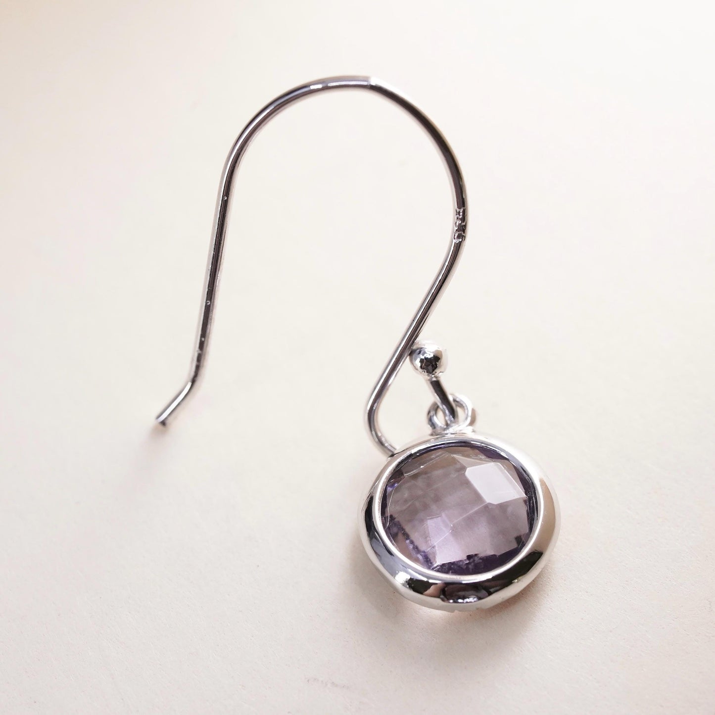 Vintage sterling silver single earring, 925 silver dangle with clear CZ