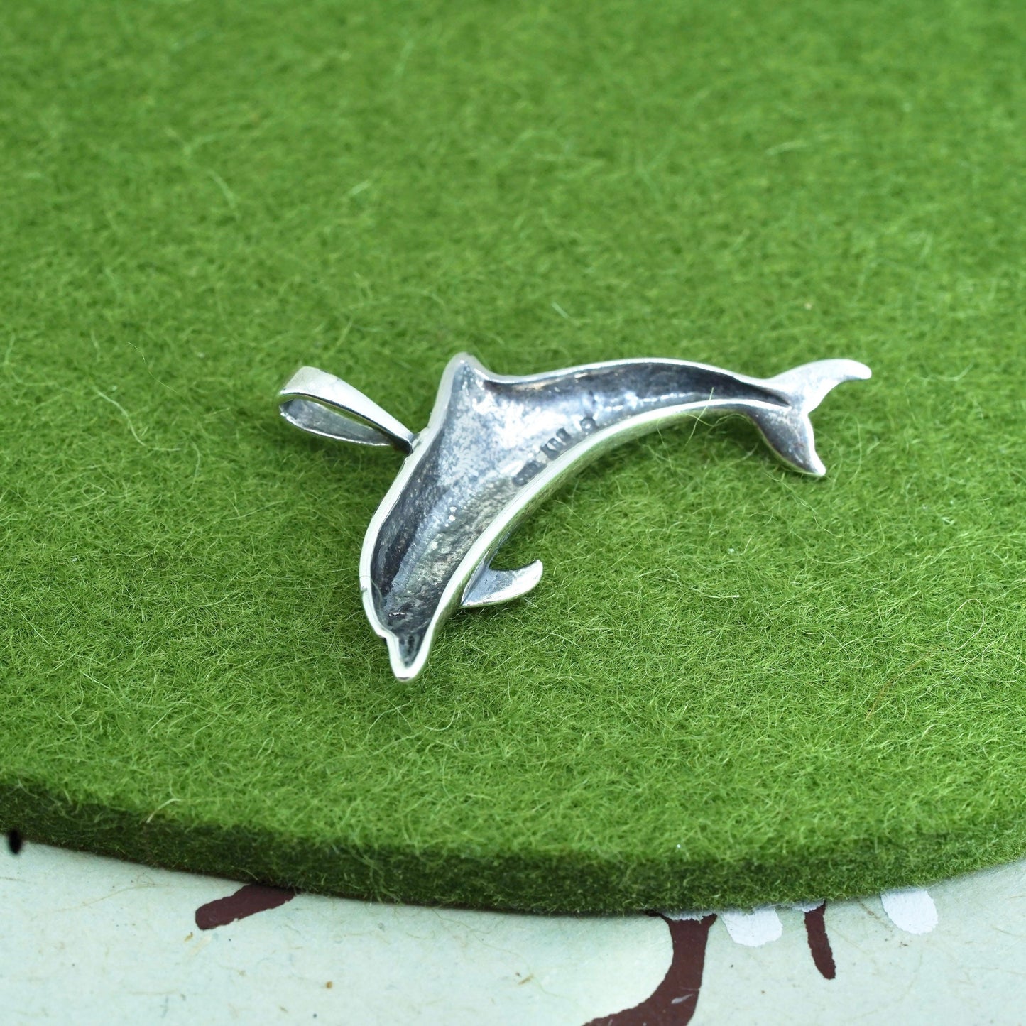 Vintage Kabana sterling silver handmade pendant, 925 Dolphins