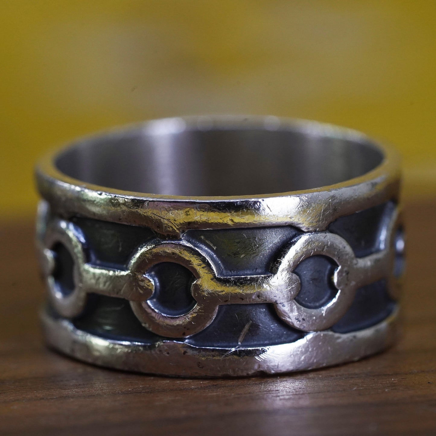 Size 11.5, vintage Sterling silver handmade ring, Hopi 925 textured band