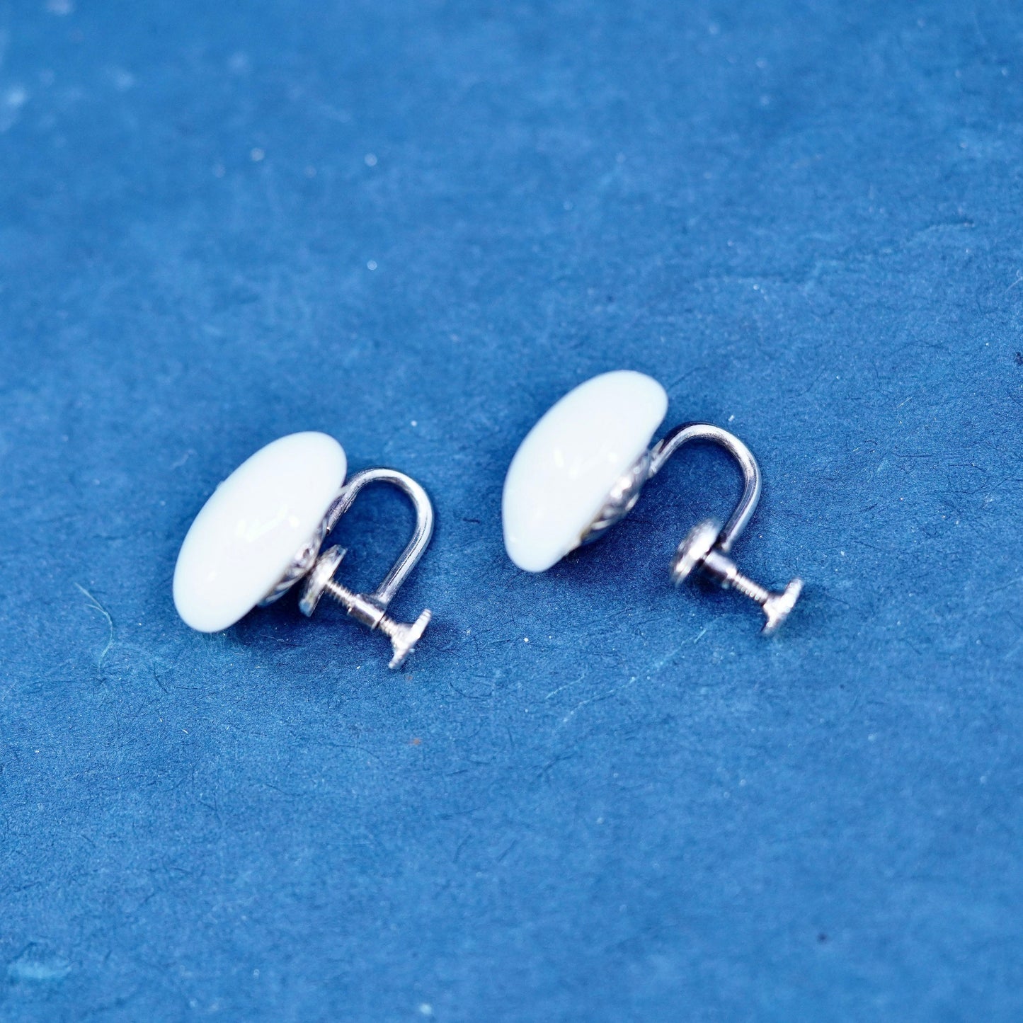 Vintage Sterling silver handmade earrings, 925 Button screw back