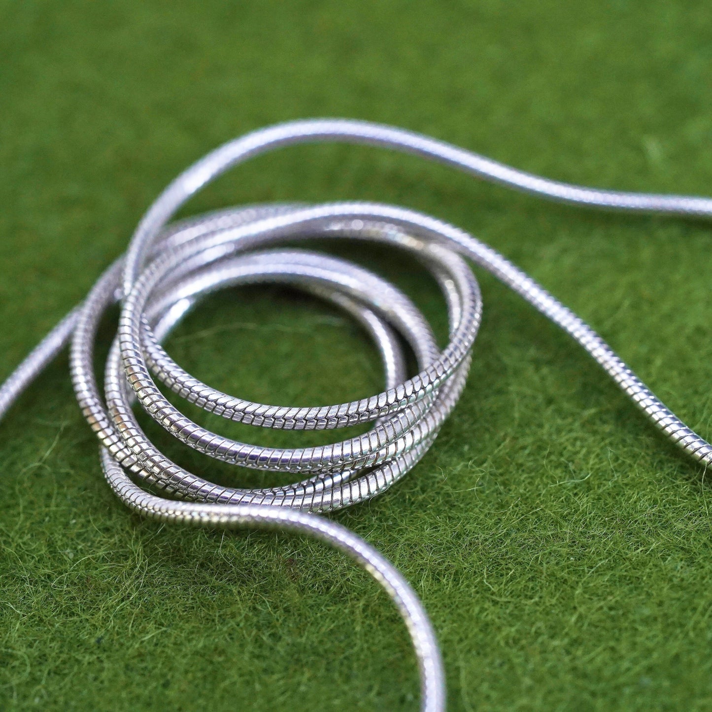 20”, 1mm, Vintage sterling silver snake chain, Italy 925 necklace