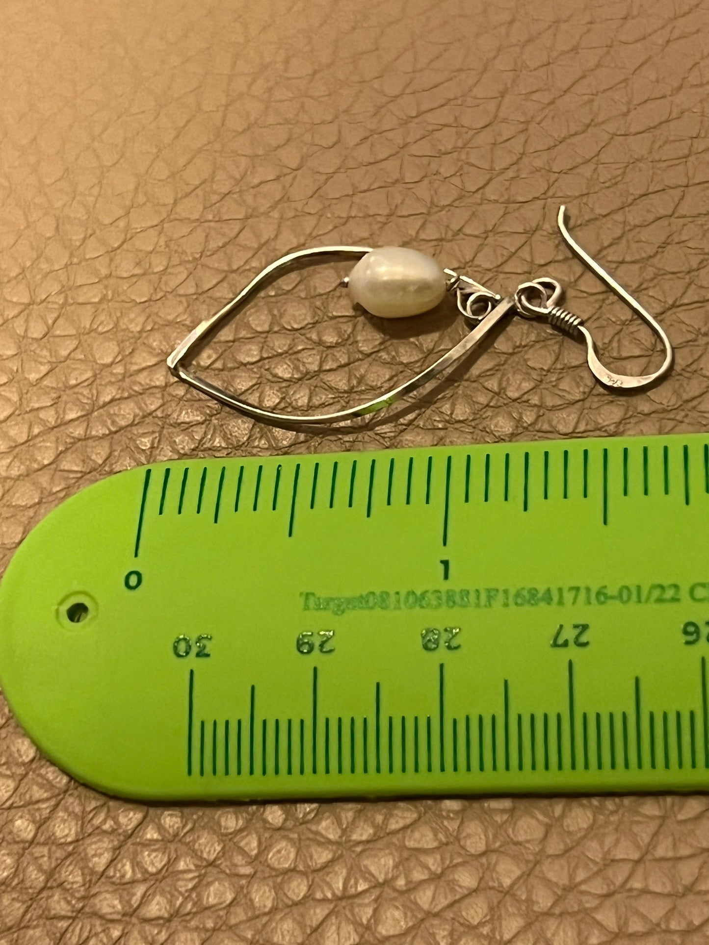 Vintage Sterling 925 silver handmade wavy earrings with pearl drops