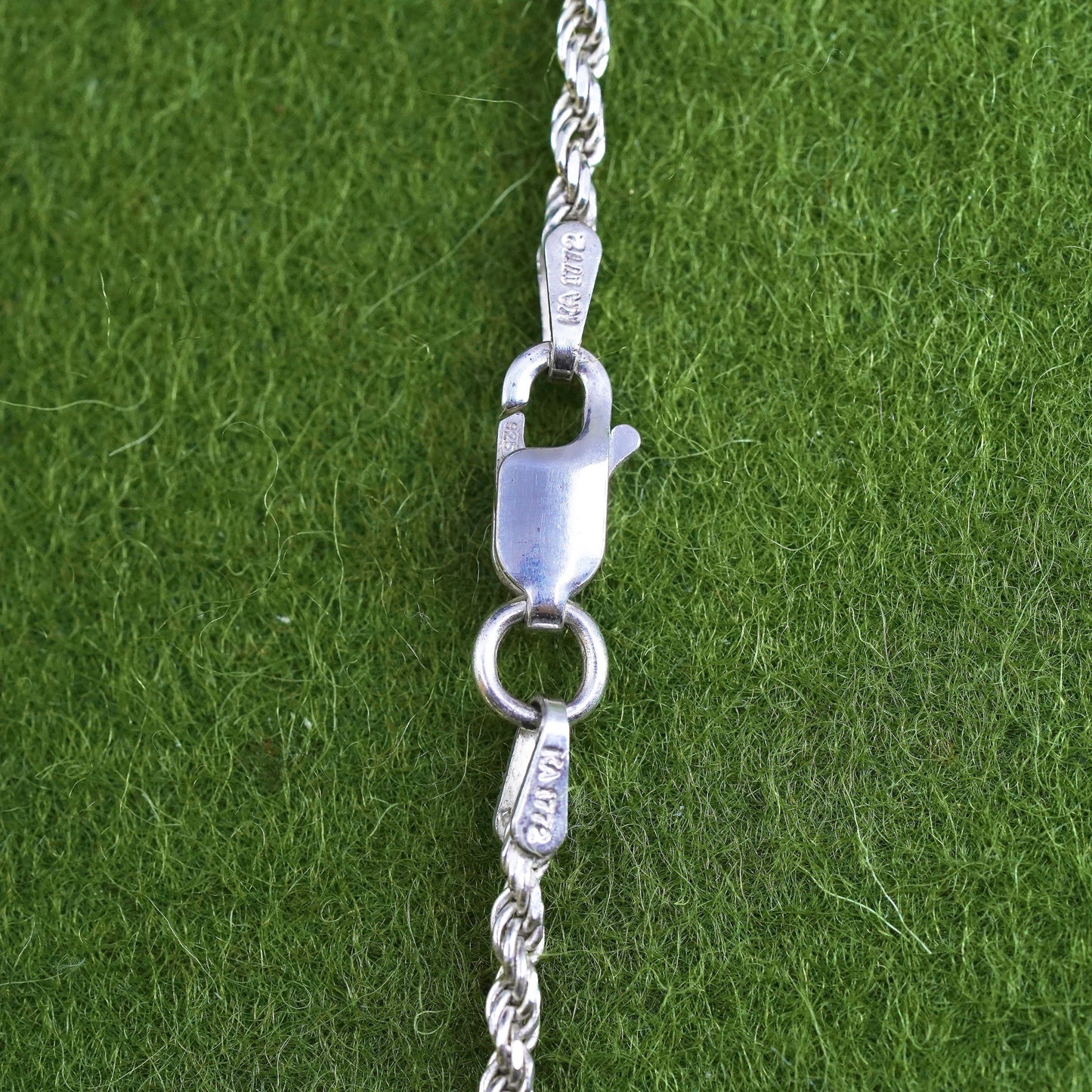 16” 2mm, vintage sterling silver necklace, 925 rope chain