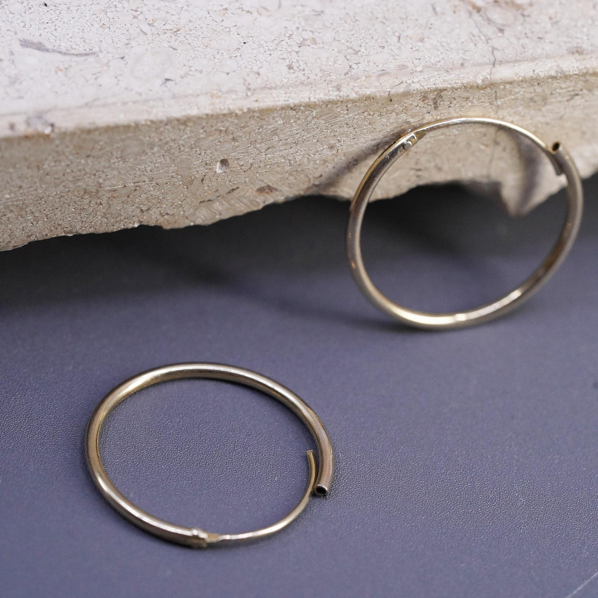 0.75", vintage vermeil gold Sterling silver handmade hoop earrings, 925 huggie