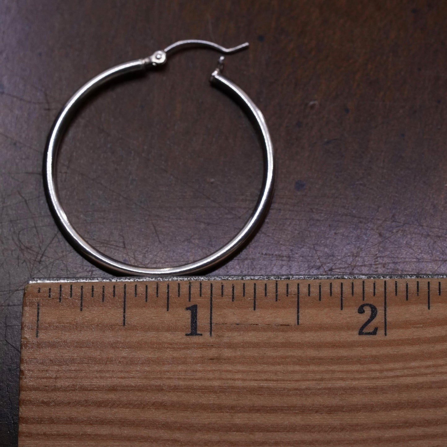 1.5", Vintage sterling 925 silver loop single earring, minimalist hoop