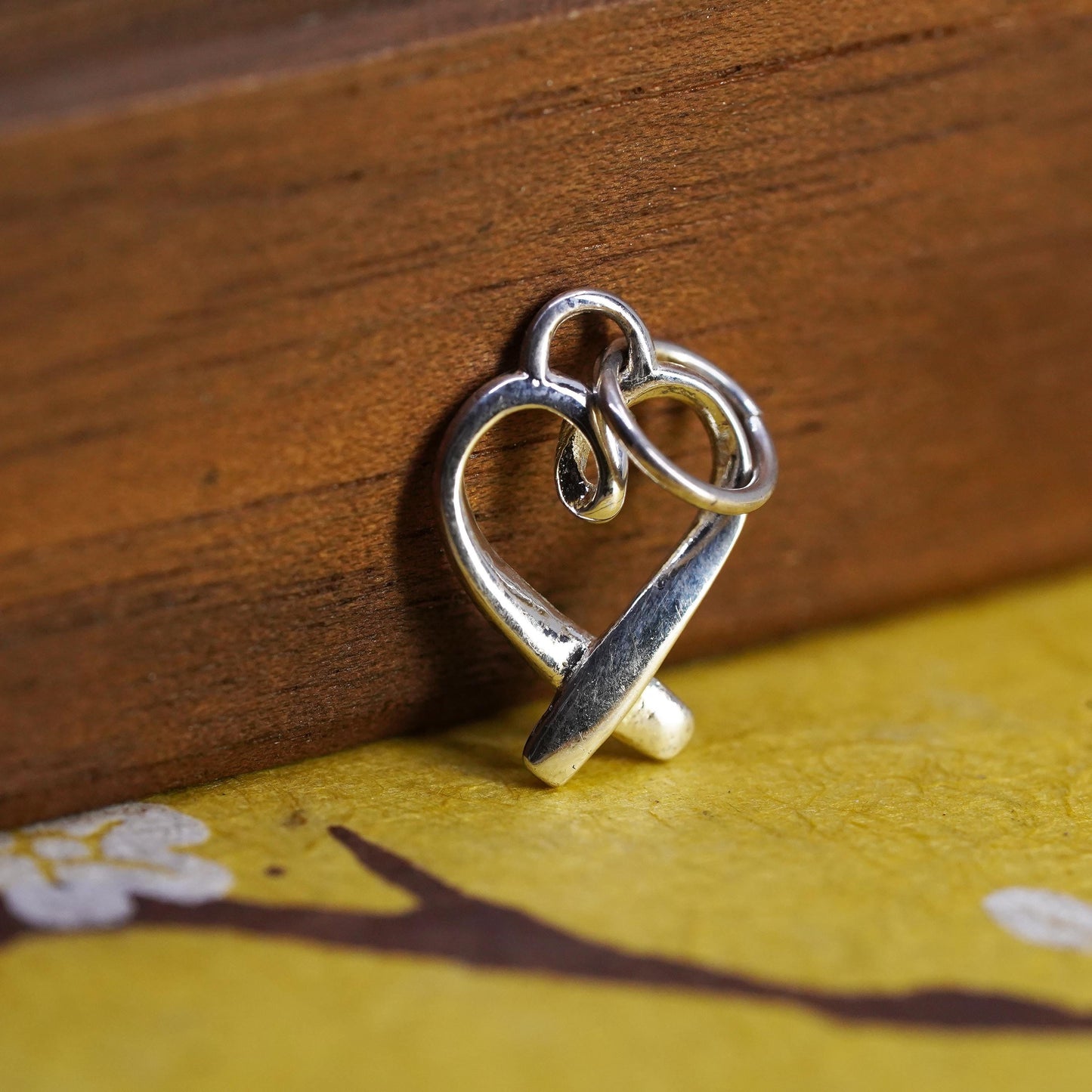 Vintage Sterling silver handmade charm, Mexico 925 heart pendant