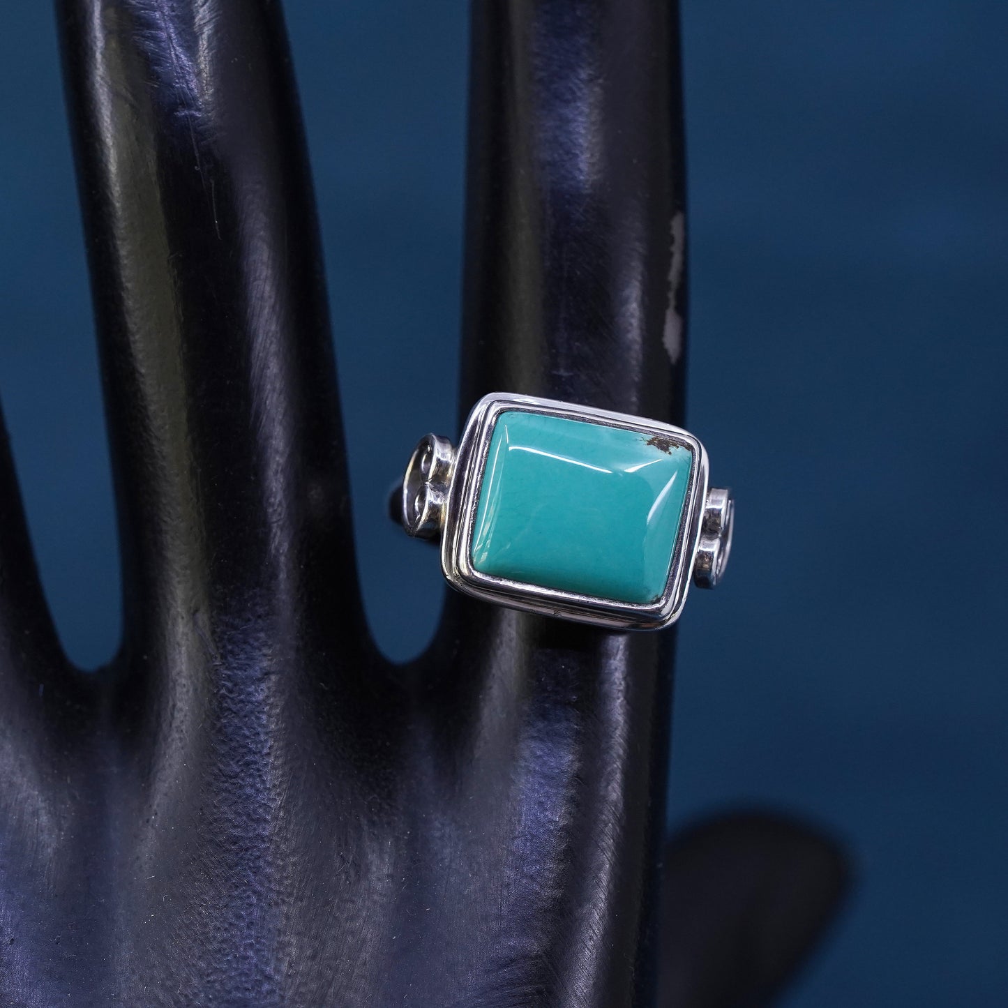 Size 6, Native American, southwestern Sterling silver handmade ring turquoise