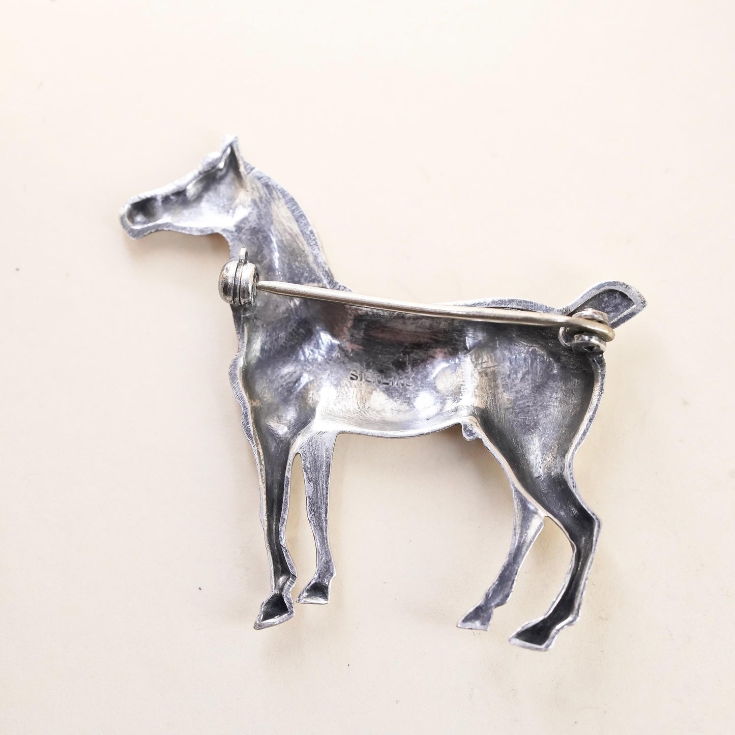 Vintage southwestern Sterling Silver Brooch 925 horse Pin, Statement Jewelry