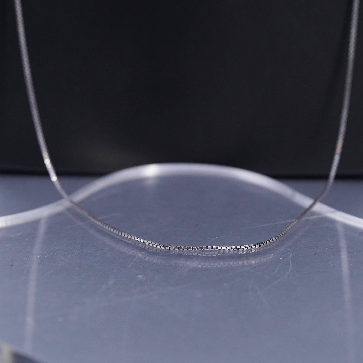 32" 1mm, vintage Italian Sterling 925 silver long box chain necklace