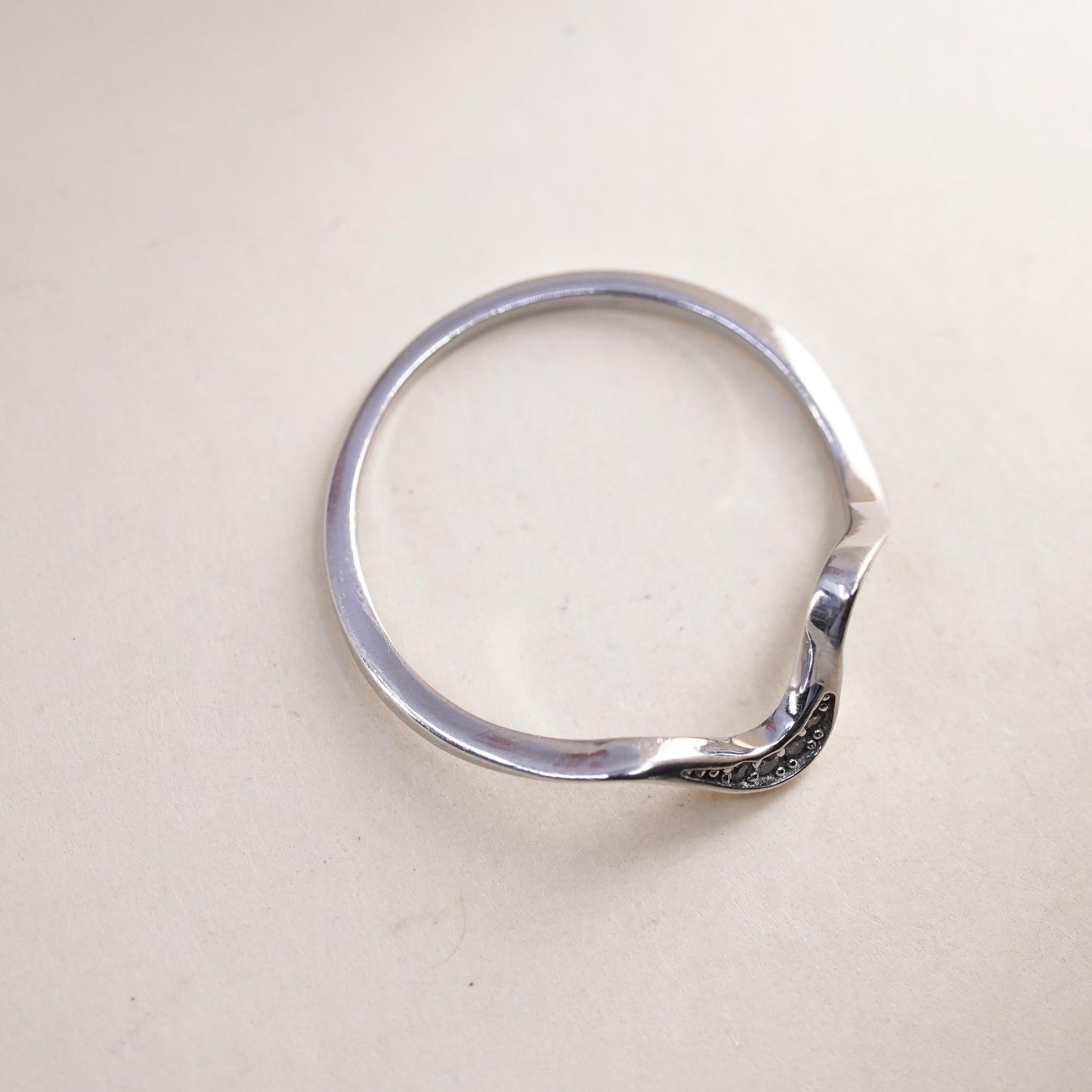 Size 7, vintage sterling 925 silver ring cluster CZ, stackable wedding band