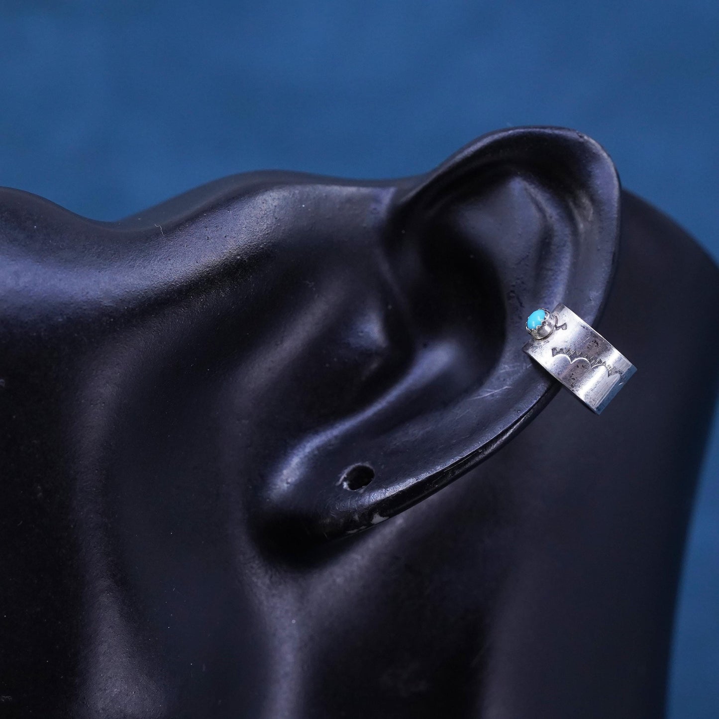 Vintage Native American Sterling 925 silver earrings, ear cuff with turquoise