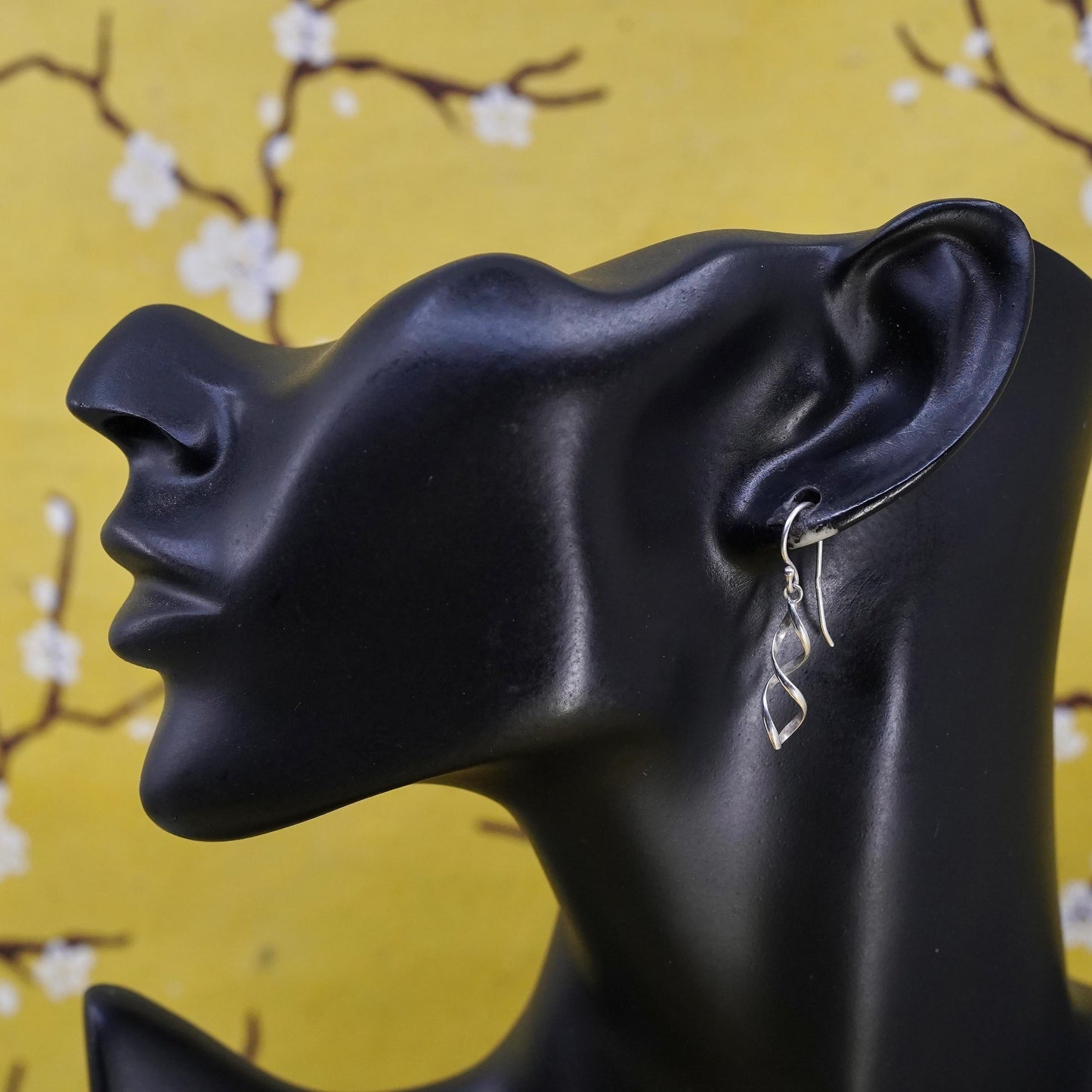 Vintage Sterling silver handmade earrings, 925 twisted dangle