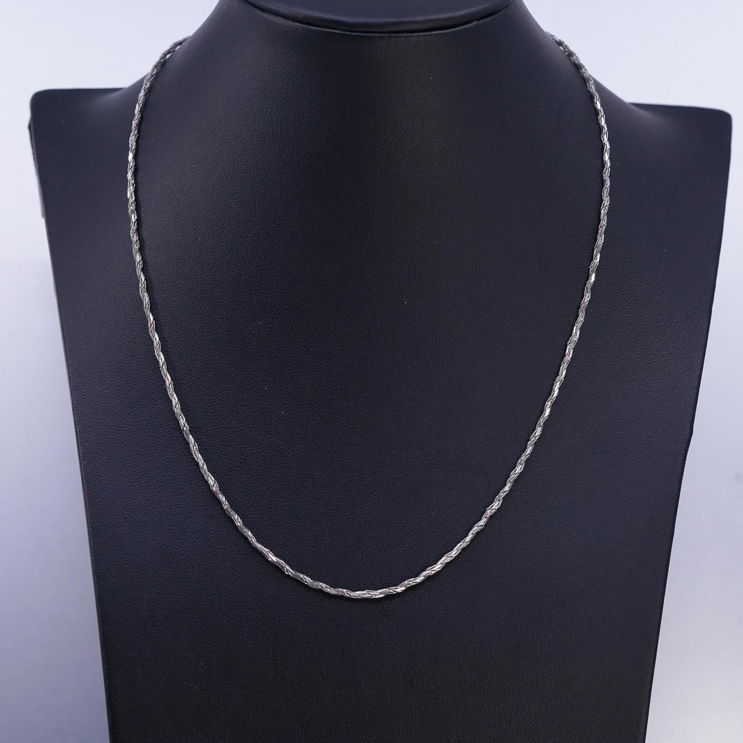 18" 2mm, vintage Italian Sterling 925 silver twisted chain necklace