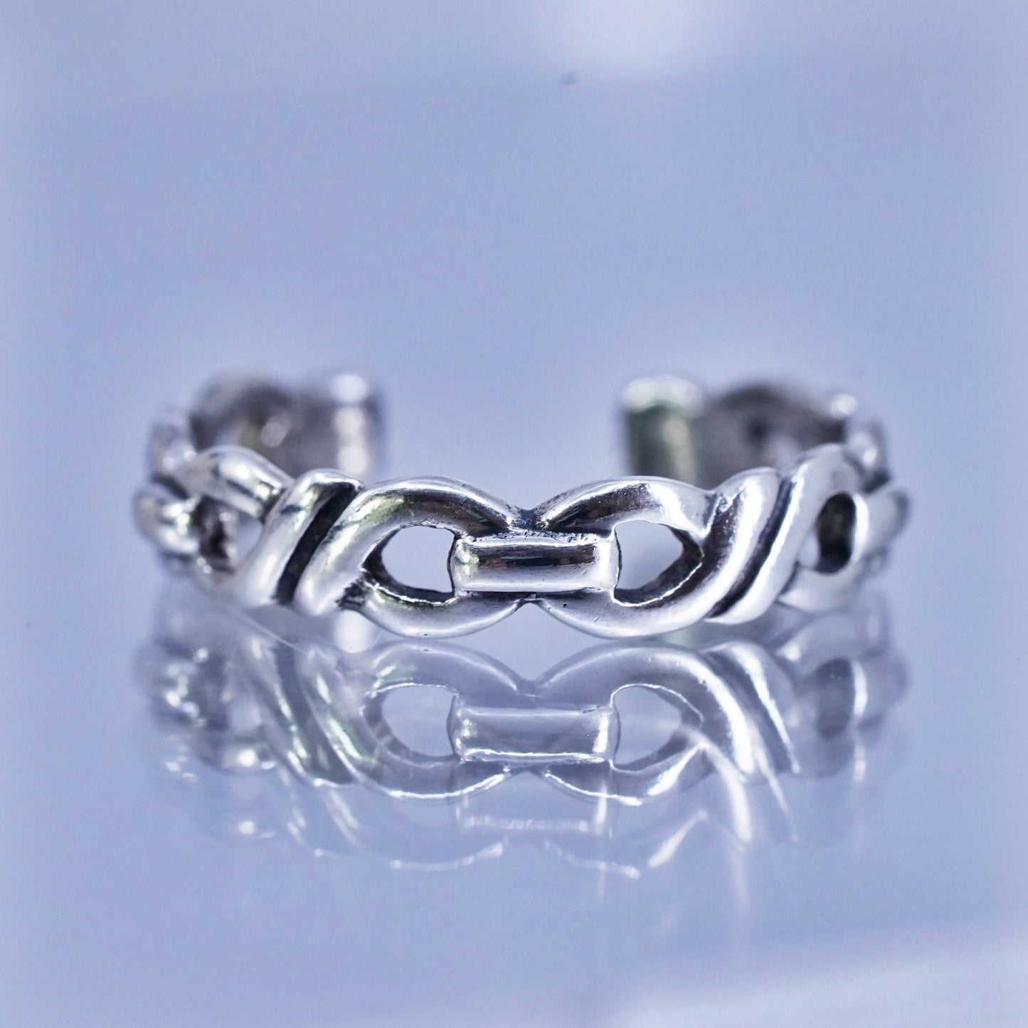 Size 4.25, southwestern Sterling 925 silver handmade ring, textured open band