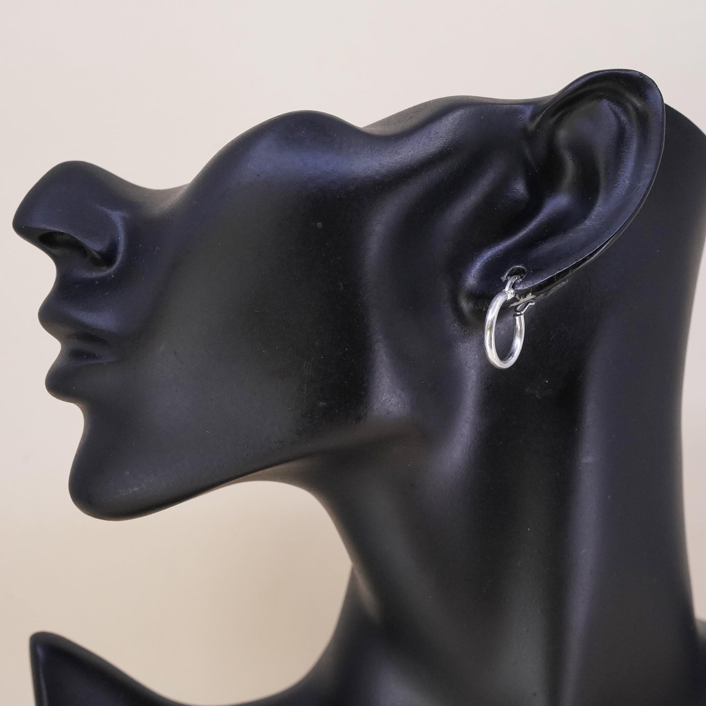 0.5", Vintage sterling silver loop single earring, fashion minimalist primitive hoop