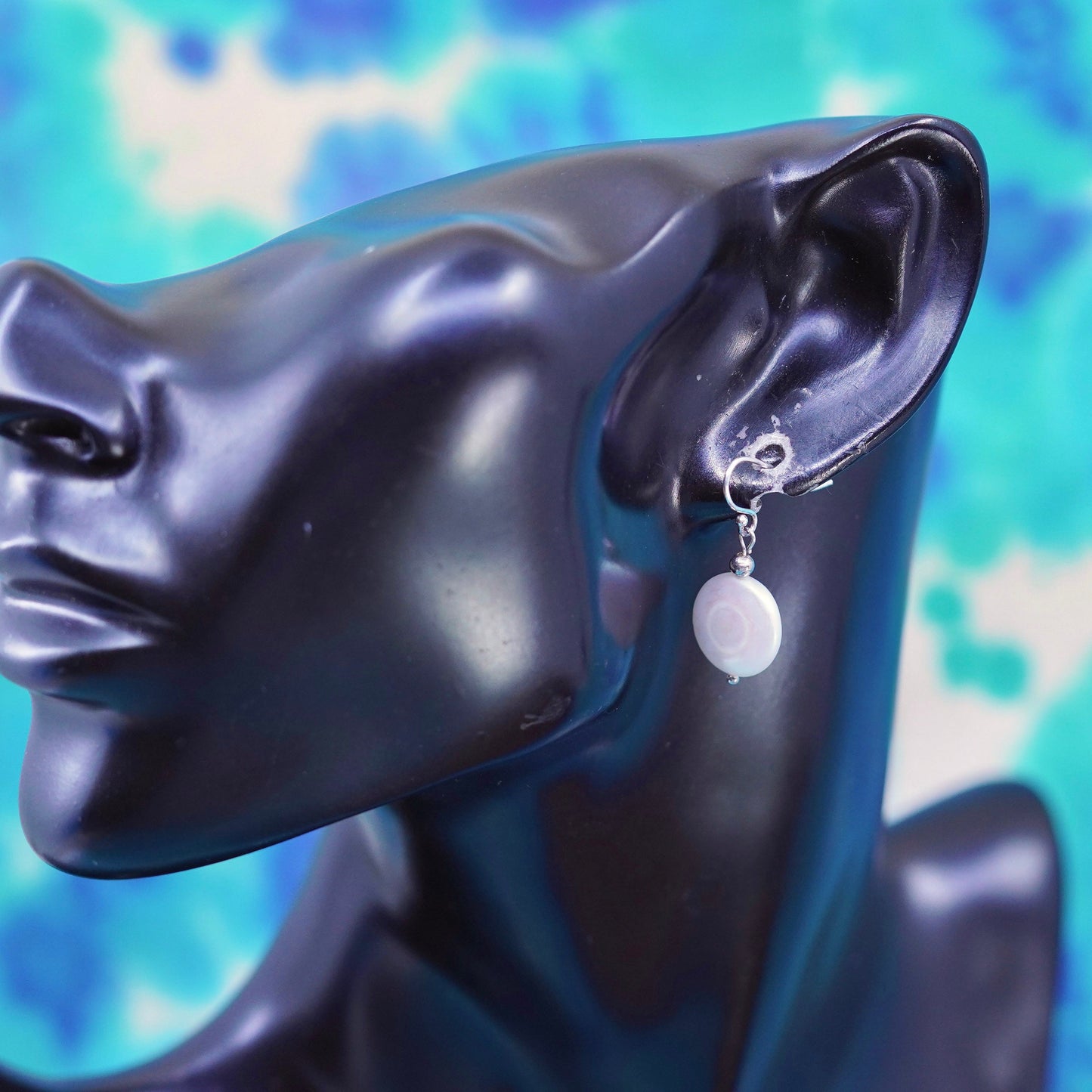 Vintage Sterling silver 925 handmade earrings with coin pearl