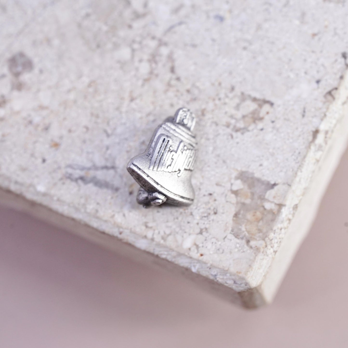 Vintage Sterling 925 Silver Michigan bell lapel pin