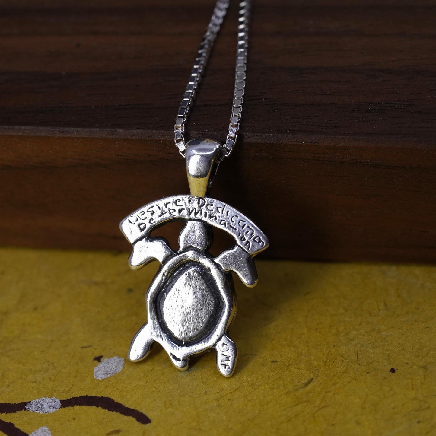 18” Italian Sterling silver necklace, 925 box chain sea turtle pendant desire