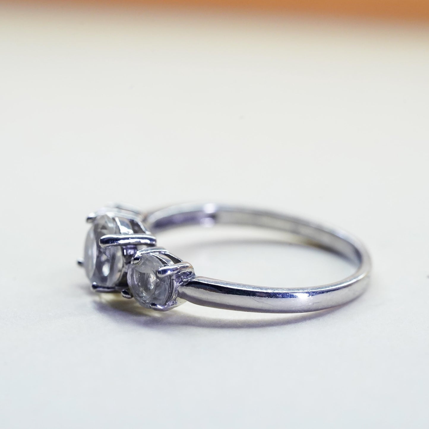 Size 6.5, Vintage sterling silver ring, 925 band with cz