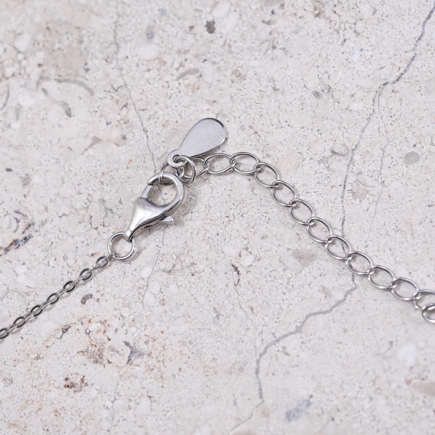 16+2”, Sterling silver necklace, 925 circle chain love letter locket pendant