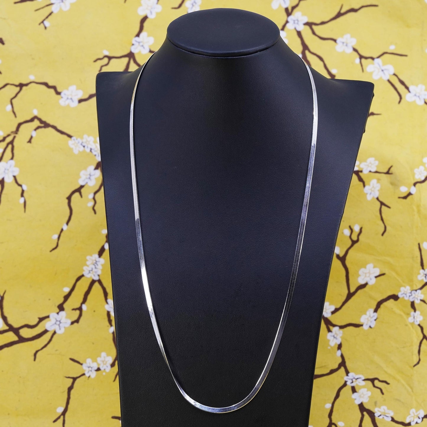 24”, 4mm, vintage Italian Sterling silver herringbone chain, 925 necklace