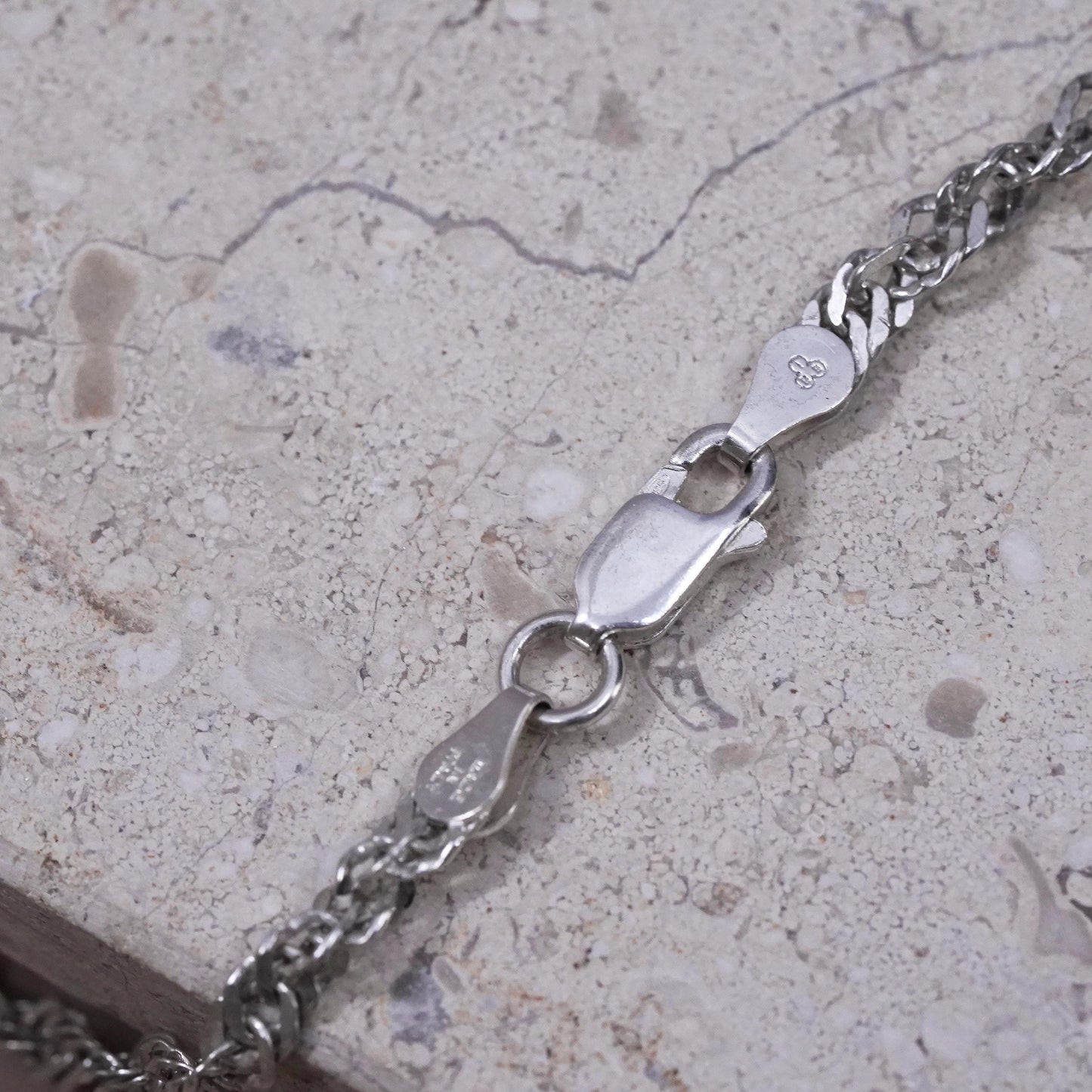 25", vintage Italian Sterling silver handmade necklace, 925 twisted curb chain
