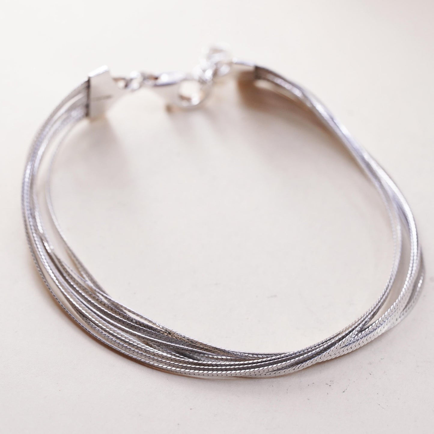 7+1”, Dyadema Italian multi 10 strands sterling silver bracelet 925 herringbone