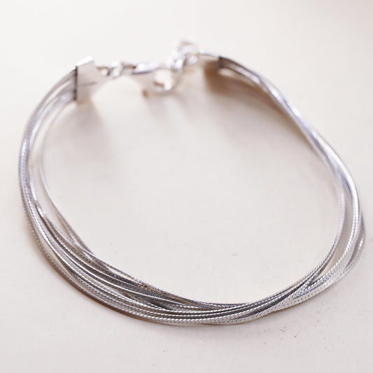 7+1”, Dyadema Italian multi 10 strands sterling silver bracelet 925 herringbone