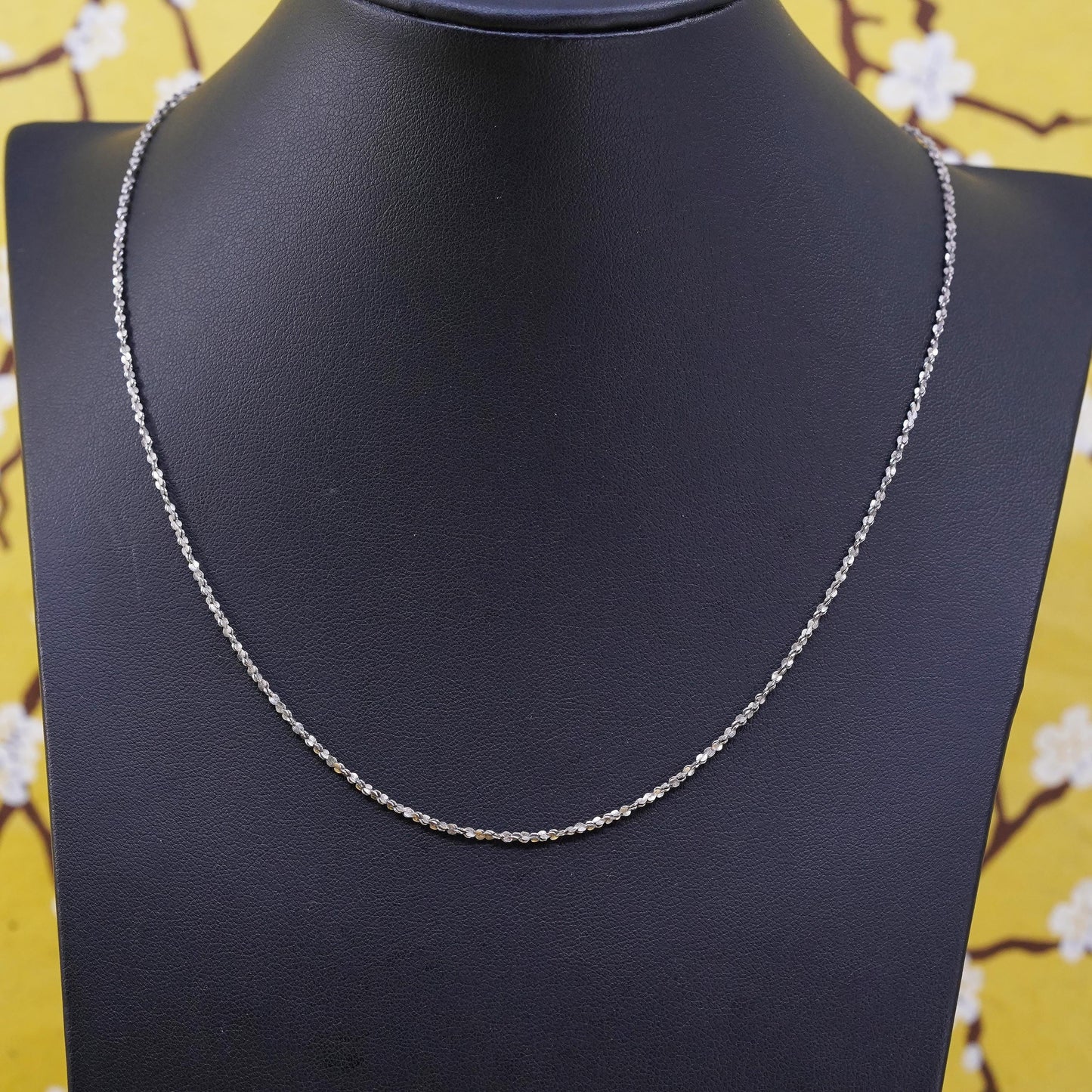 18" 2mm, vintage Sterling silver twisted nugget link chain, 925 necklace