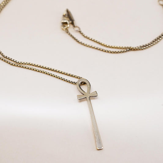 18+3”, Alex and Ani vermeil gold sterling 925 silver necklace Egyptian Ankh