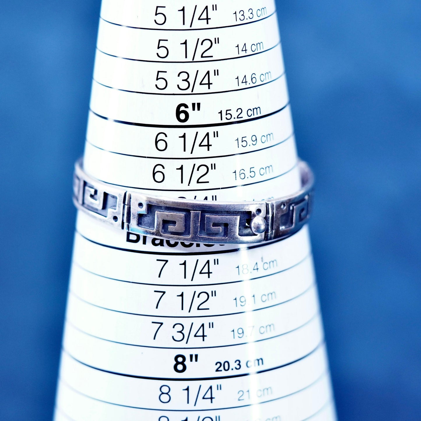 6.5”, Sterling silver handmade bracelet, 925 Greek key pattern tennis chain