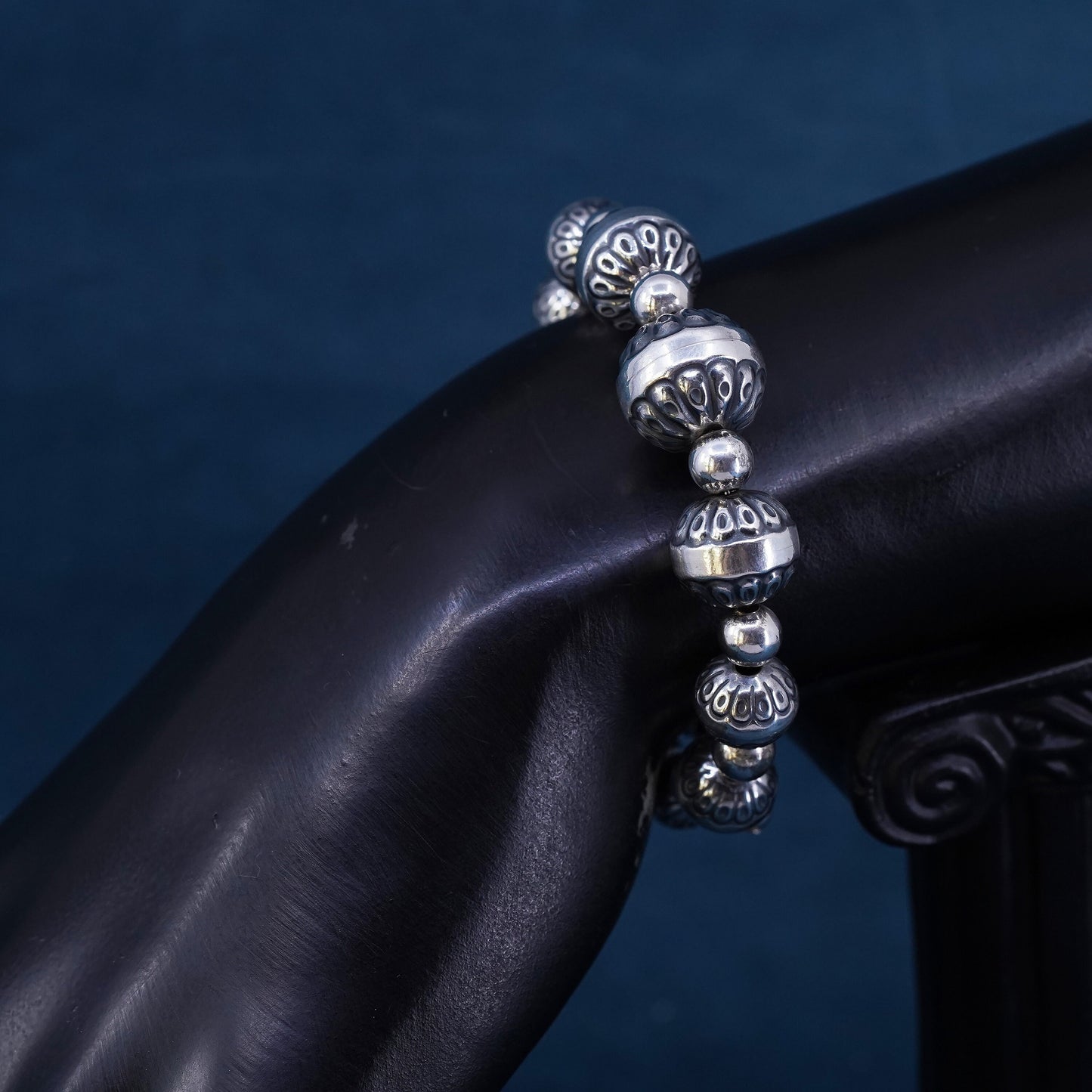 6", Carolyn Pollack Relios sterling silver bracelet, 925 silver bangle beads