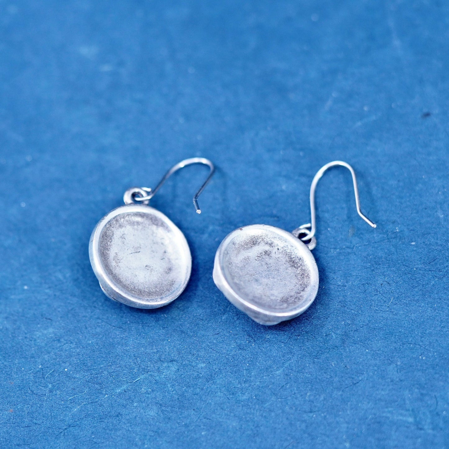Vintage two tone sterling silver handmade earrings, 925 disc with beads