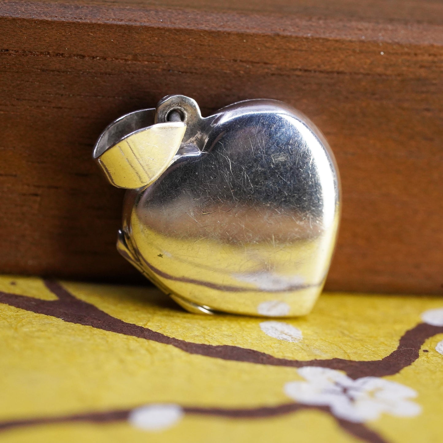 Vintage Sterling silver handmade pendant, 925 heart shaped photo locket
